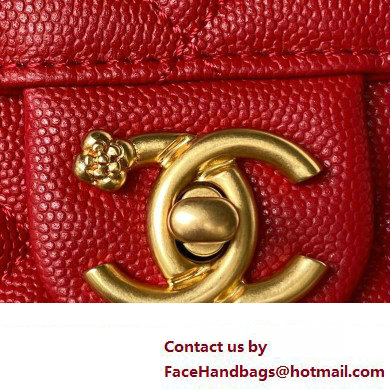 Chanel Grained Calfskin  &  Gold-Tone Metal Chain Flap Bag AS4489 Red 2023